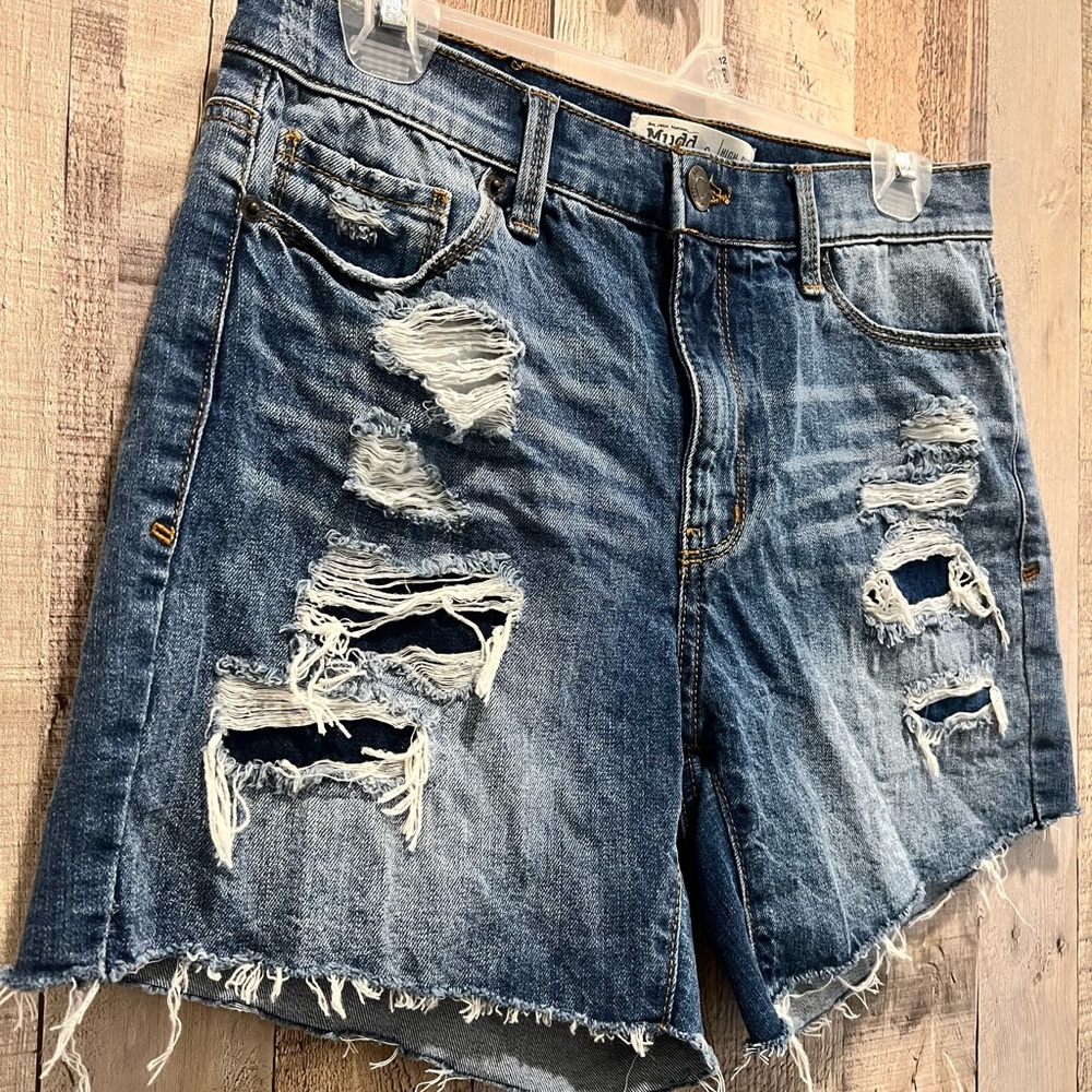Mudd High-Rise Denim Shorts Size 9 Juniors - Picture 2 of 5